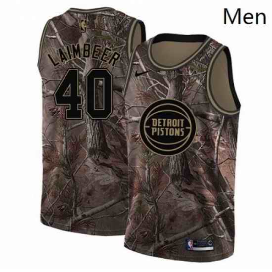 Mens Nike Detroit Pistons 40 Bill Laimbeer Swingman Camo Realtree Collection NBA Jersey